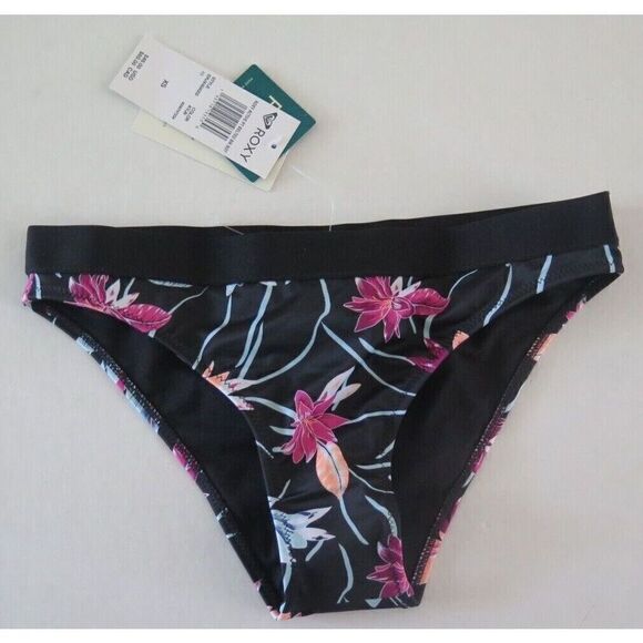 Roxy ERJX404355 Women's Sz XS Anthracite Floral Active PT Belted Bikini Bottom - Picture 1 of 3